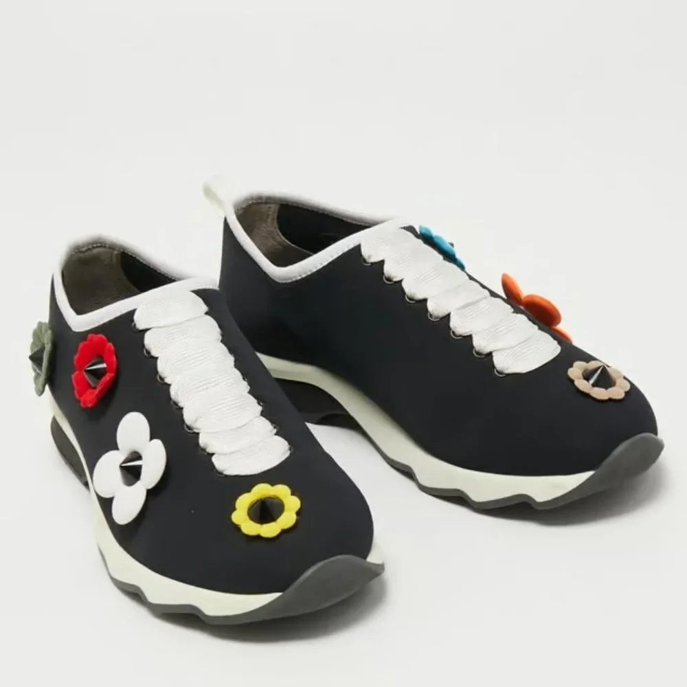 Fendi Neoprene Flowerland Flower Applique Sneakers 39.5 9.5